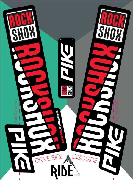 Pike Stickers 2018 Rockshox, Red and White - Ride Decals