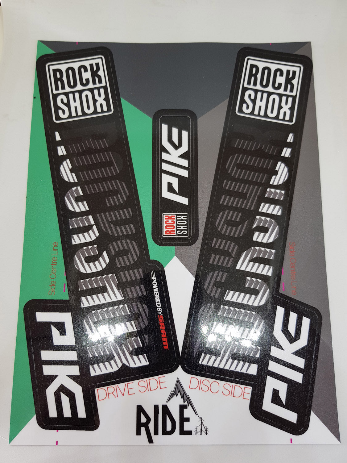 2018 pike decals rockshox- ride decals, black and white