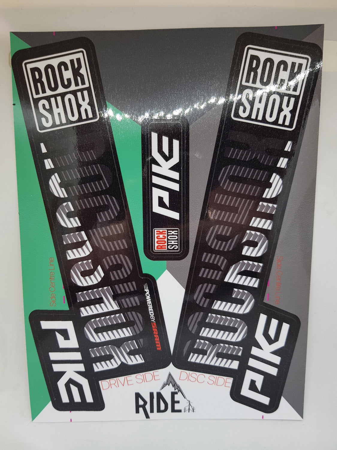 2018 rockshox pike stickers-ride decals -black and white