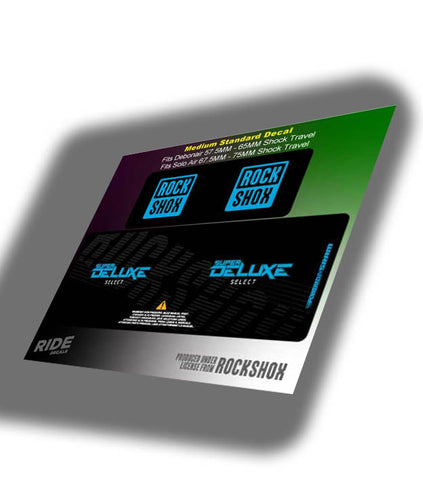 RockShox Super Deluxe Select Rear Shock Decals MY21 // Blue