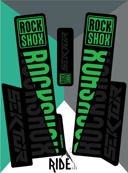 RockShox Sektor Decals Set in Green - 2018 - Ride Decals