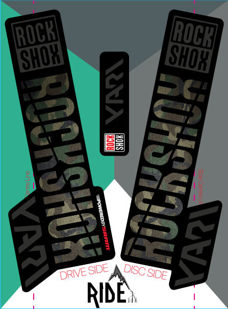 rockshox yari decals in camo - ride decals