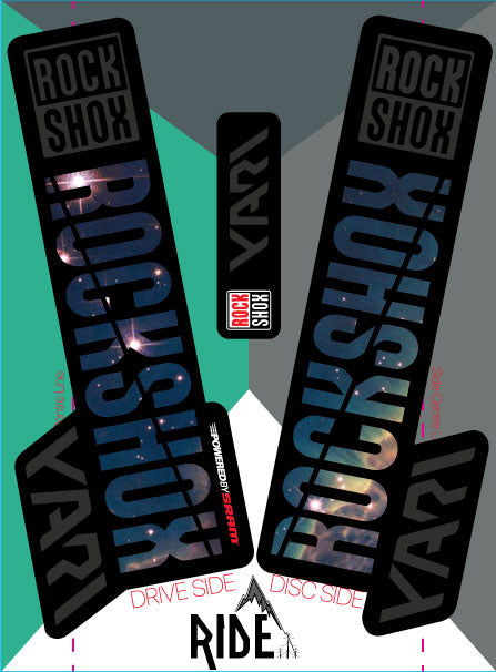 rockshox yari 2018 stickers stealth nebula, decal kit