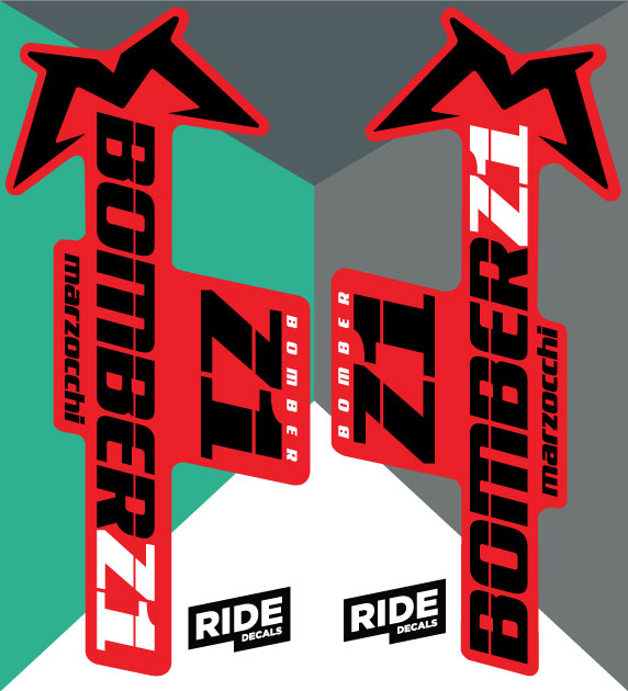 marzocchi z1 fork stickers/decals 2018 - Red, White &amp; Black