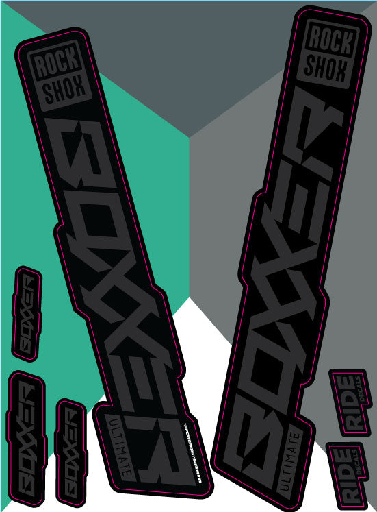 RockShox Boxxer Ultimate Decals By Ride Decals - Stealth Black Grey